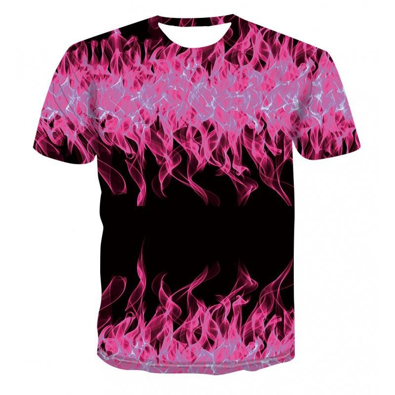 

Повседневная женская футболка с коротким рукавом и круглым вырезом с 3D-принтом в виде пламени, свободная женская уличная футболка 6XL