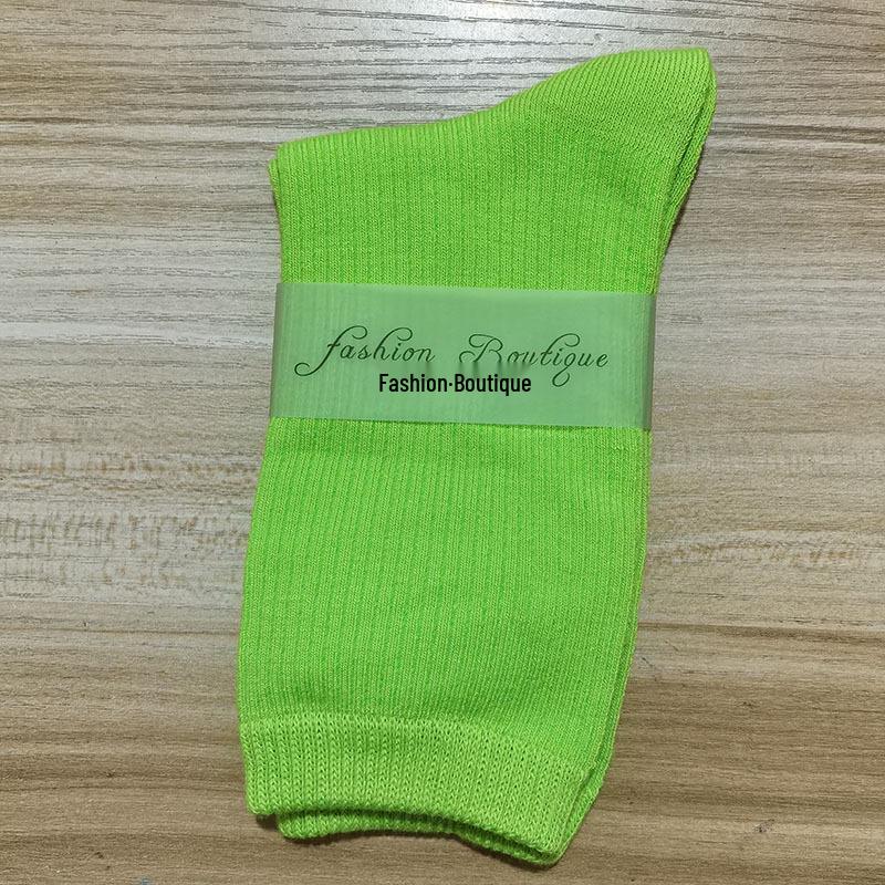 Women's 2025 Dopamine Dance Socks: Colorful, Scrunched Cotton Mid-Calf Socks for All Seasons