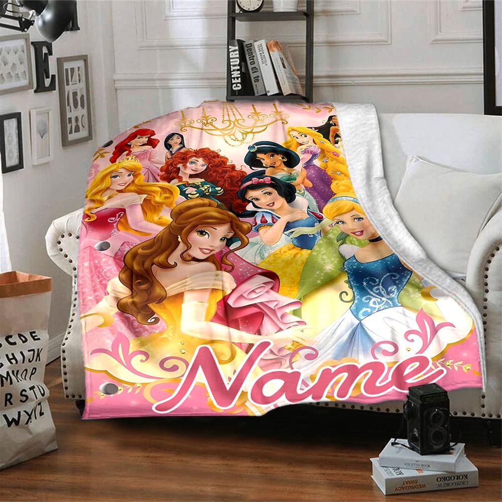 Custom Name Princesses Gowns flannel Blanket for Super Soft Cute Comfort Blanket for Travel Bedding Couch Sofa Blanket