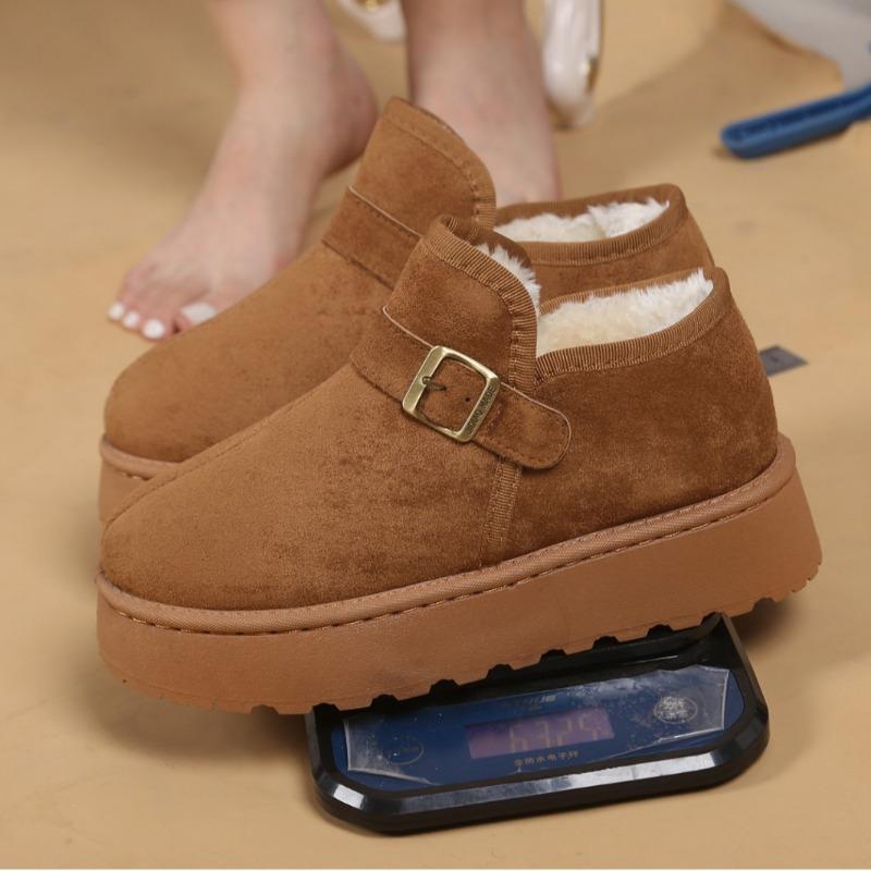 Damen Plateau Schneestiefel, Koreanischer Stil Schlupf-Stiefeletten, Verdickte Winterstiefeletten für Damen