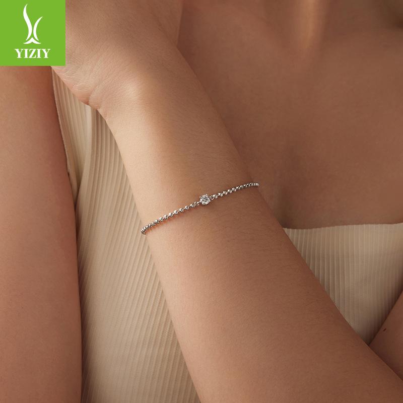 Shining D Color Moissanite Bead Bracelet Light Luxury Versatile S925 Sterling Silver Round Bead Bracelet Jewelry