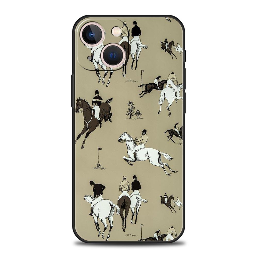 Animal Art Horse Phone Case For iPhone 17 16 15 Pro Max 11 12 13 14 7 8 Plus SE 2020 X XR XS Cover Soft Black