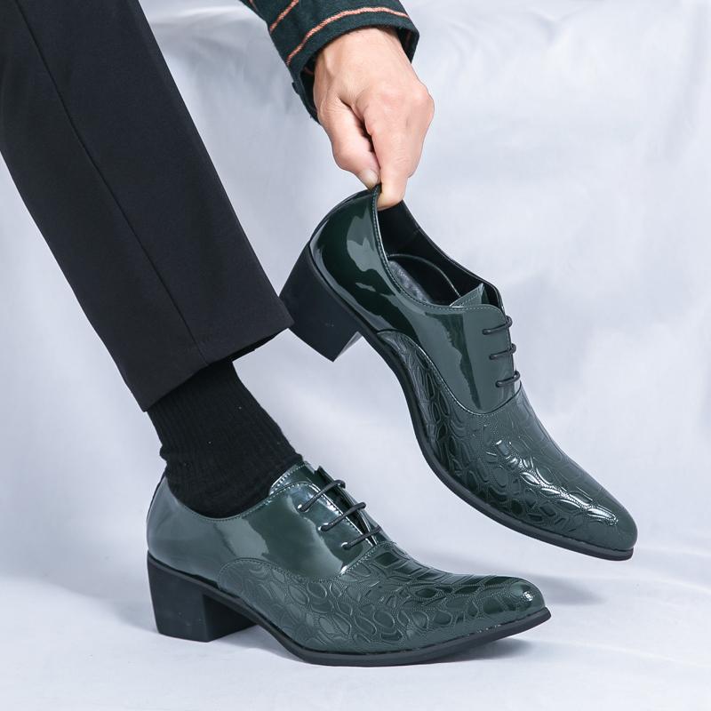 Luxury Multiple Colors High Heel Men's Shoes Moccasin Man Wedding Shoes Groom Designer Pointed Toe Leather Dress Oxfords