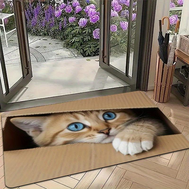 

VIKAMA 3D Optical Illusion Cute Cat Doormat Indoor/Outdoor Entrance Mat Soft Non-Slip Bedroom & Living Room Rug Home Decor 40x60cm 16x24inch