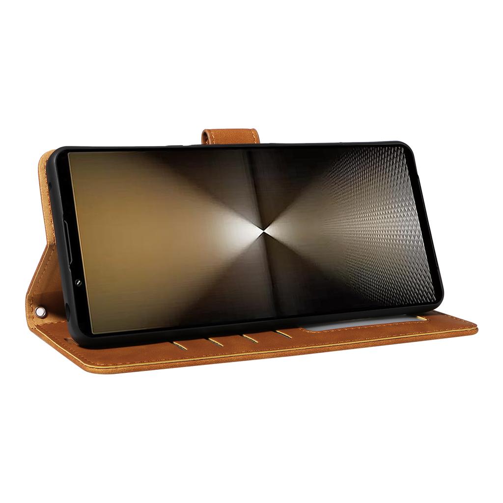 For Sony Xperia 1 VI Case with Thickened Strap RFID Blocking Wallet Stand Leather Flip Phone Cover