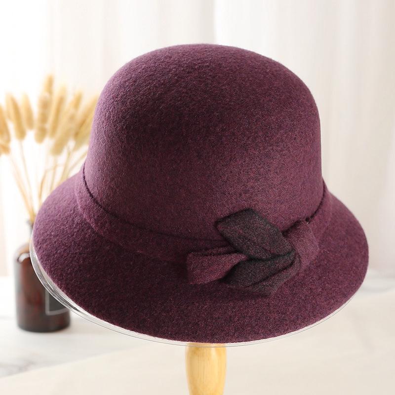 

Новая осенне-зимняя шляпа старого рыбака, украшенная узлом из листьев, женская британская утолщенная теплая шерстяная шляпа-горшок Average size