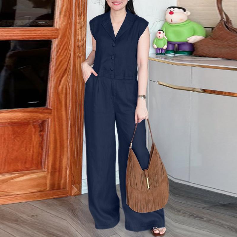 ZANZEA Women Sleeveless Vest Tops and Long Pants Casual Two Piece Suit Sets