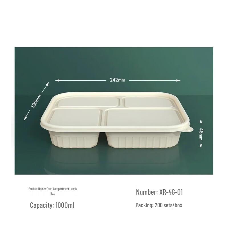 Xinran Disposable 4-Compartment Corn Starch Lunch Box