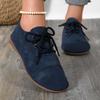 Women's Fashion Flat Shoes Spring New Round Head Splicing Front Lacing Soft Sole Anti-slip Wear-resistant Single Shoes