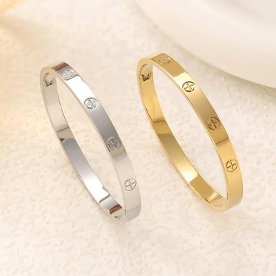 18K Gold Kreuz Armband: Elegantes Armband aus Titanstahl für Damen, mit einem stilvollen und minimalistischen Design, perfekt für Paare.
