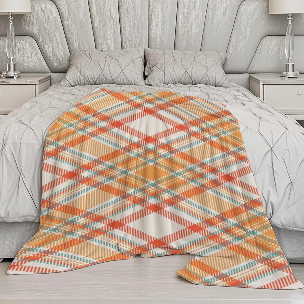 Colorful Plaid Blanket Microfiber Flannel Cover Blanket Bedroom Living Room Sofa Soft And Comfortable Home Decoration