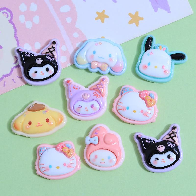 10 Pcs New Kawaii Cartoon Kitten, Puppy, Rabbit Resin Flat Back Scrapbook Figurine Diy Bow Decor Accessories Crafts A14