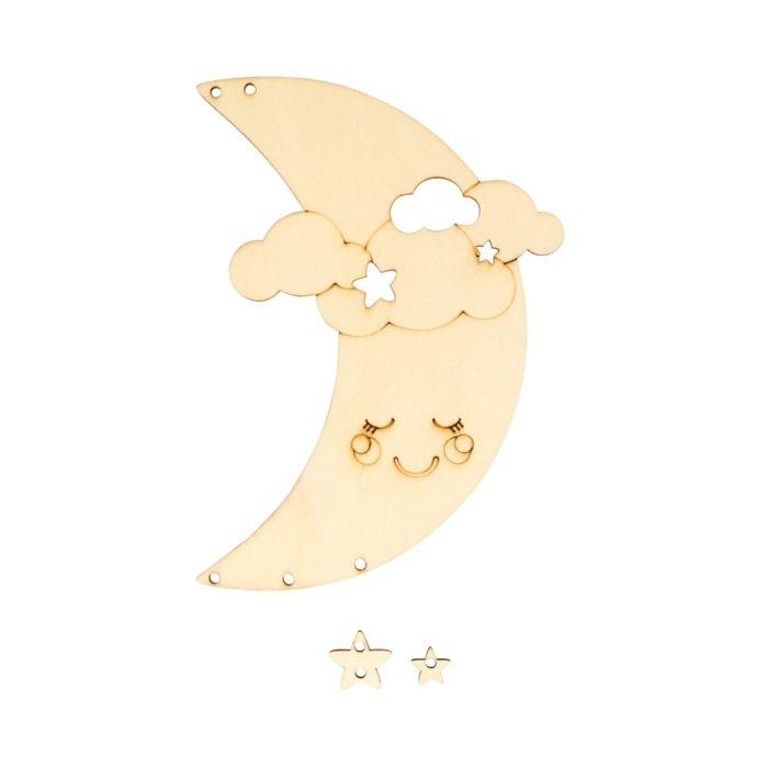 Dreamcatcher - MEGACREA DIY - Engraved Moon - 15.9 X 11 Cm - Beige