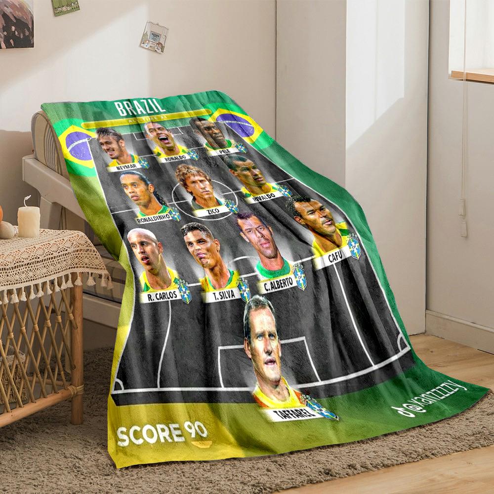 Brazil Football Legends Designed Flannel blanket for bedroom, living room, sofa, and nap