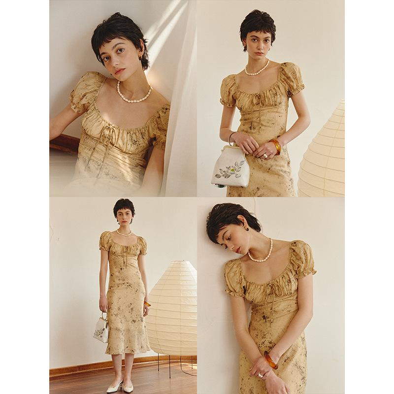 Abito di nicchia Swoosh Inchiostro Orientale Cotone Tencel Prima Primavera