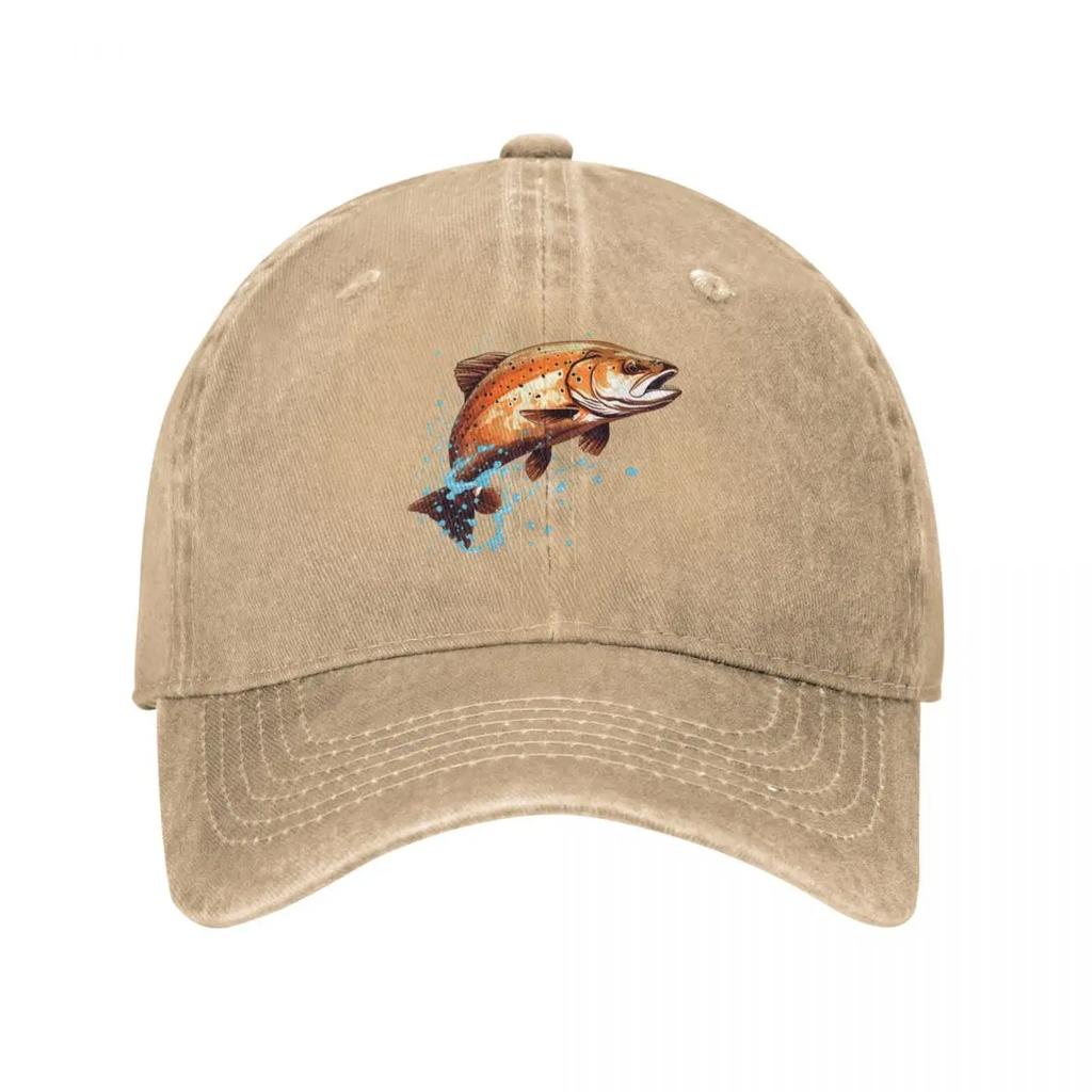 Dripping Brown Trout Baseball Cap derby hat Sun Cap summer hat Fishing cap Unisexs Baseball Womens