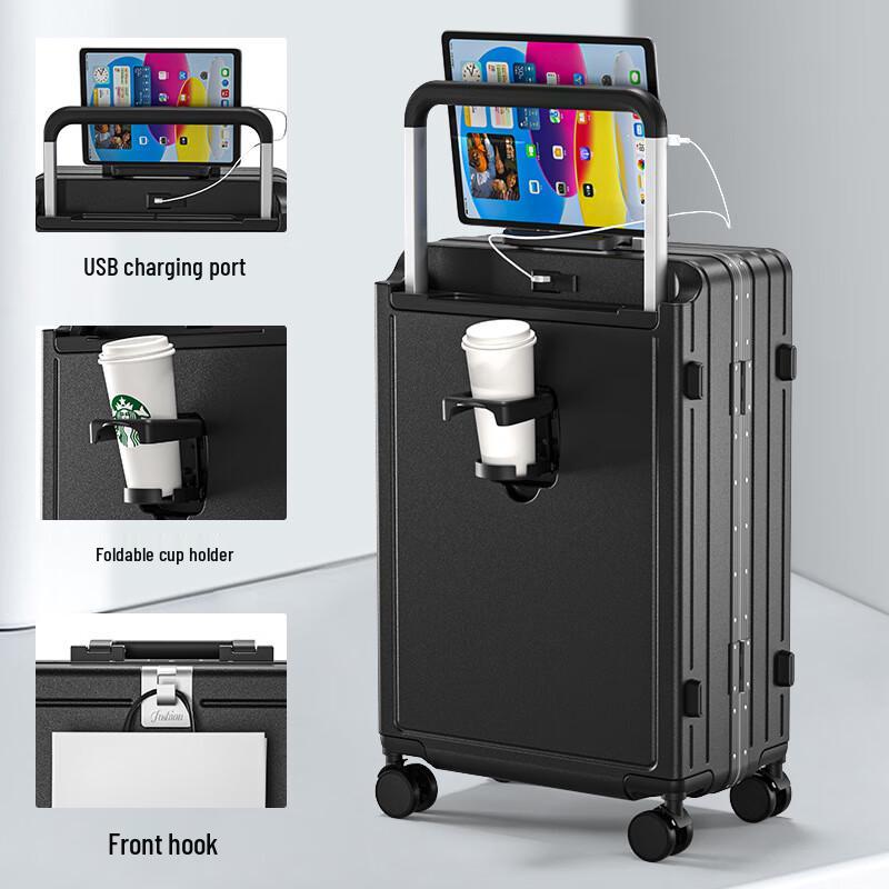 Multi-functional Aluminum Frame Spinner Luggage 24 inches