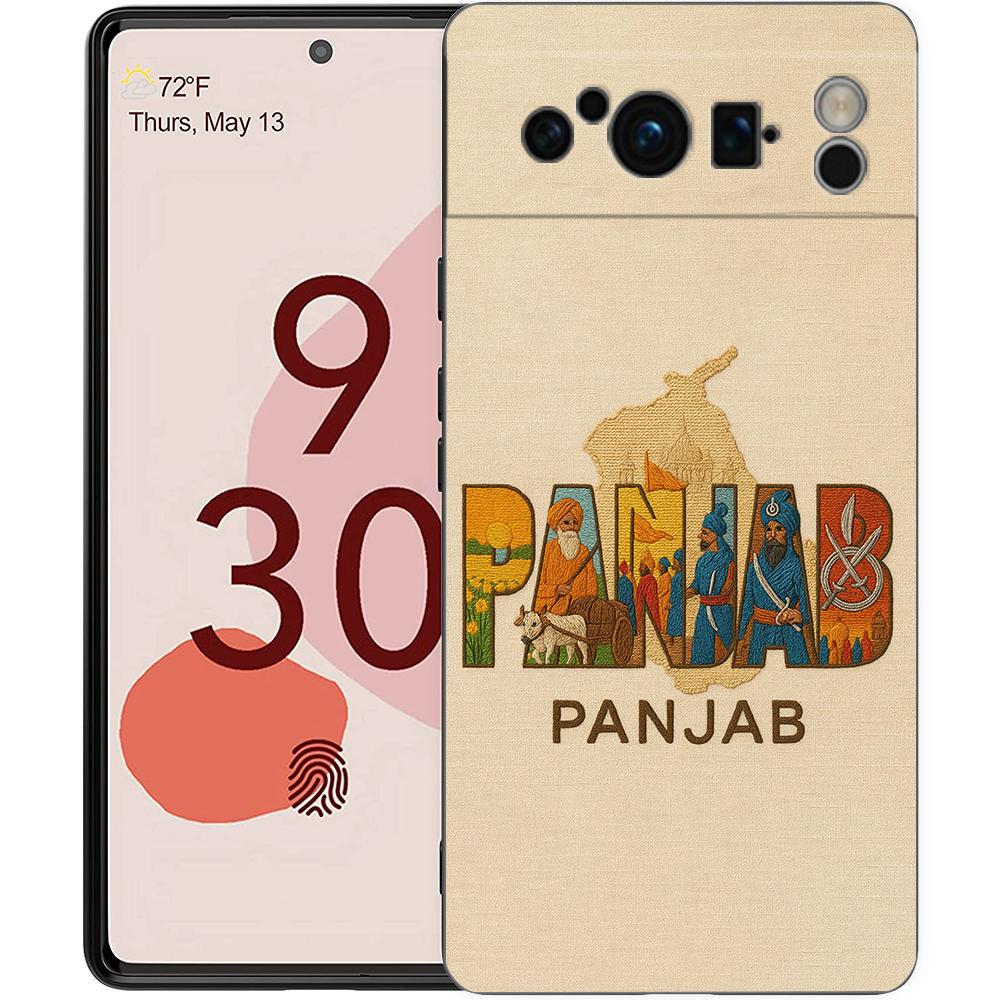 

Punjab Map Phone Case For Google Pixel 10 9 8 7 6 Pro XL 9A 8A 6A 7A 5G Soft Shockproof TPU Black Cover Pixel 9A