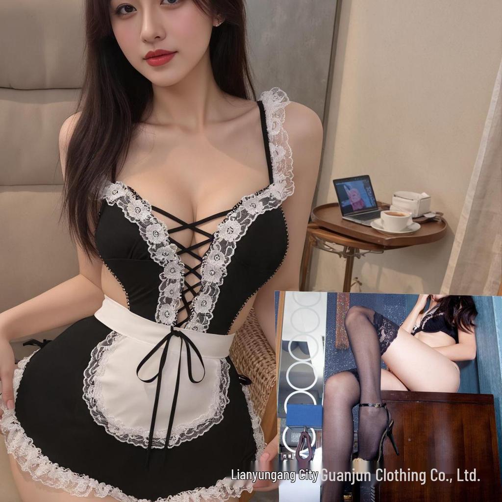 Seductive Japanese-Style Sheer Maid Lingerie with Quick-Release Robe