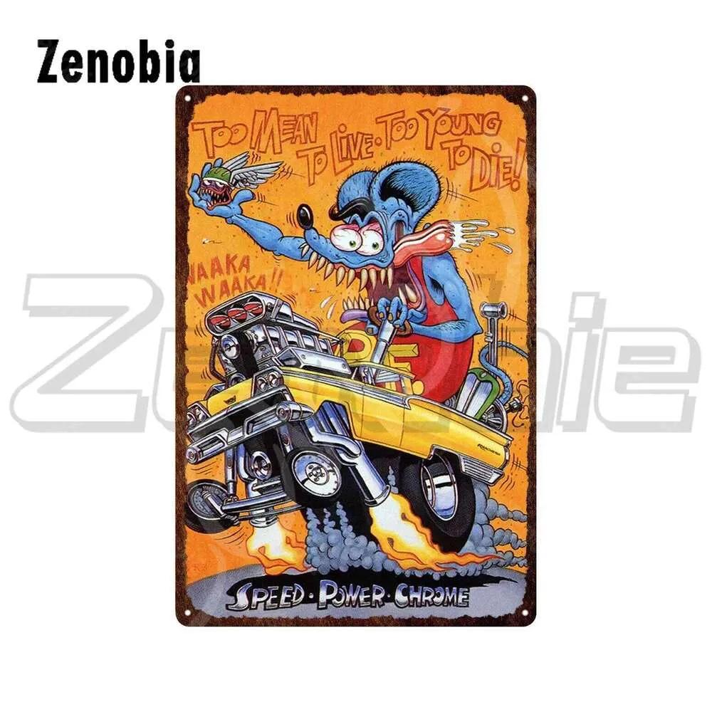 RAT FINK Vintage Sign Funny Cartoon Characters Metal Plate Tin Plaque Wall Stickers for Home Decoration 26T0104 26T0104