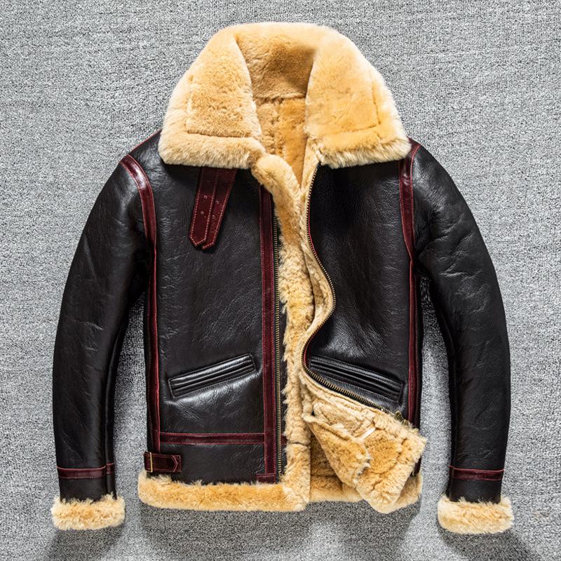 Winter Warm Lapel Thickened Hair Men's PU Leather Jacket Retro Leather Jacket