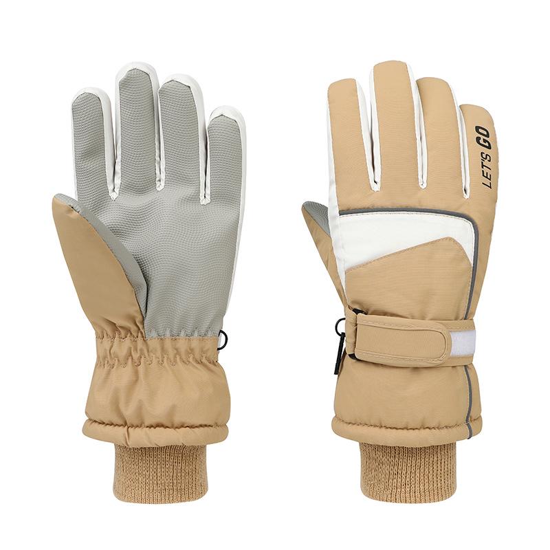 Mănuși de schi unisex cu ecran tactil, căptușite cu fleece pentru iarnă - Groase, călduroase și rezistente la frig pentru adulți și copii