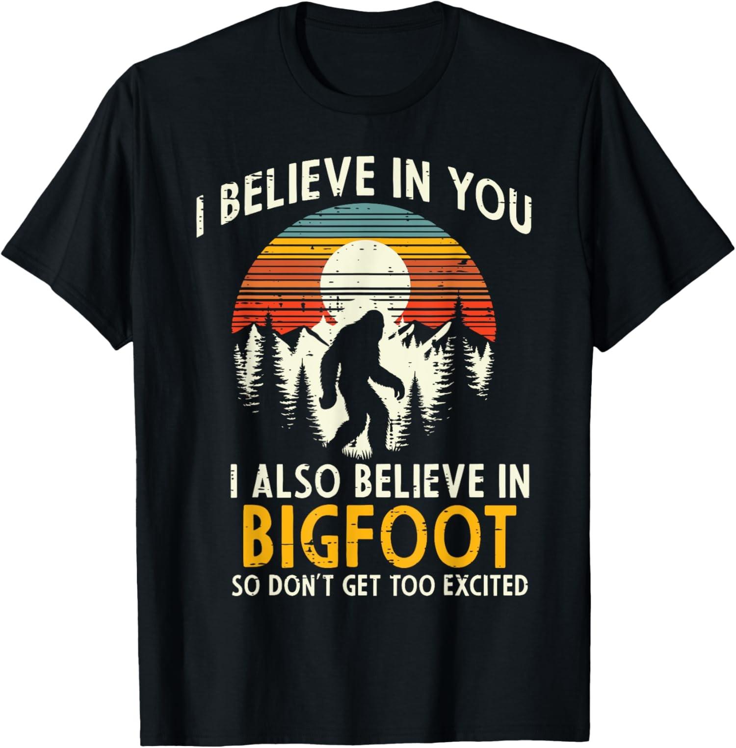 I Believe In You Also Bigfoot Retro Sasquatch Vintage Unisex T-Shirt S разноцветный