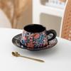 Linglong Flower Coffee Cup Saucer Set High Value Ceramic Mug Original Watercolor Fashion Ceramic Coffee Cup Saucer