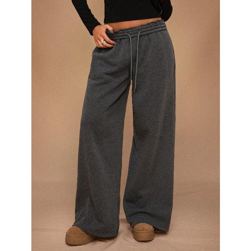 Autumn Winter High Waisted Thick Drawstring Pants Women Loose and Casual Sports Warm Pants Commuting Style