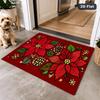 Classic Gingerbread Man Candy Cane Non Slip Kitchen Entry Doormat Red Snowflake Cookie Print Warm Winter Christmas Floor Rug