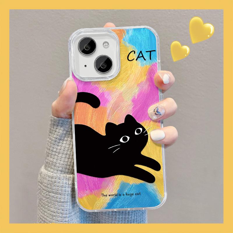 

Подходит для чехла для мобильного телефона Apple 15 Лето Iphone14pro Пигмент Черный Кот Невидимая Подставка 13 Пряжа из Перьев Продвинутый X iPhone SE (2nd Generation)