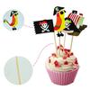 24Pcs Cake Toppers Pirate Theme Fruit Picks Insert Card Halloween Party Decor