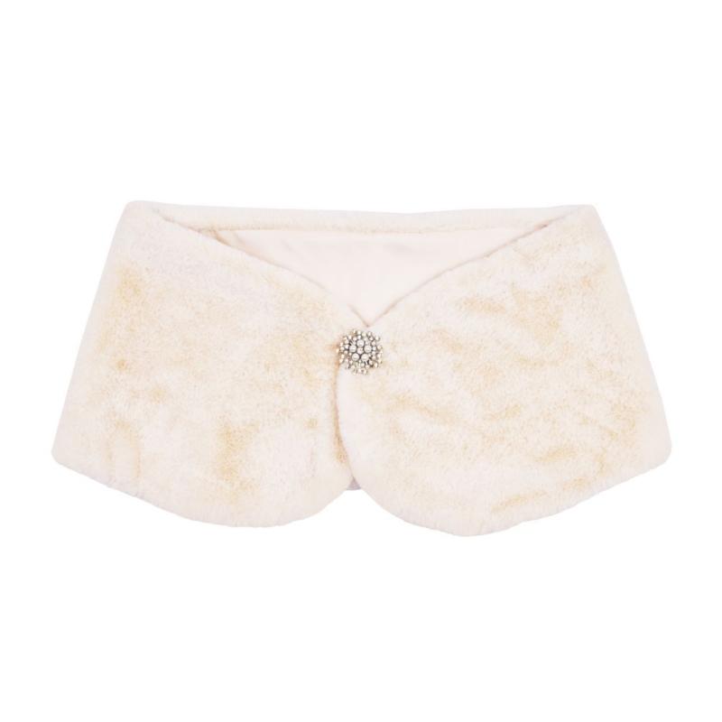 

Long Furs Wedding Bridal Shawl Autumn Winter Warm Shawl Neck Warmer Furs Scarf for Special Occasion M бежевый