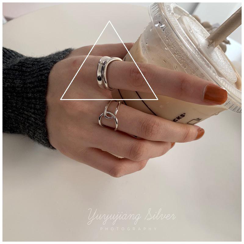 Korean-Style S925 Sterling Silver Ring - Simple, Retro, Trendy Index Finger Ring for Women