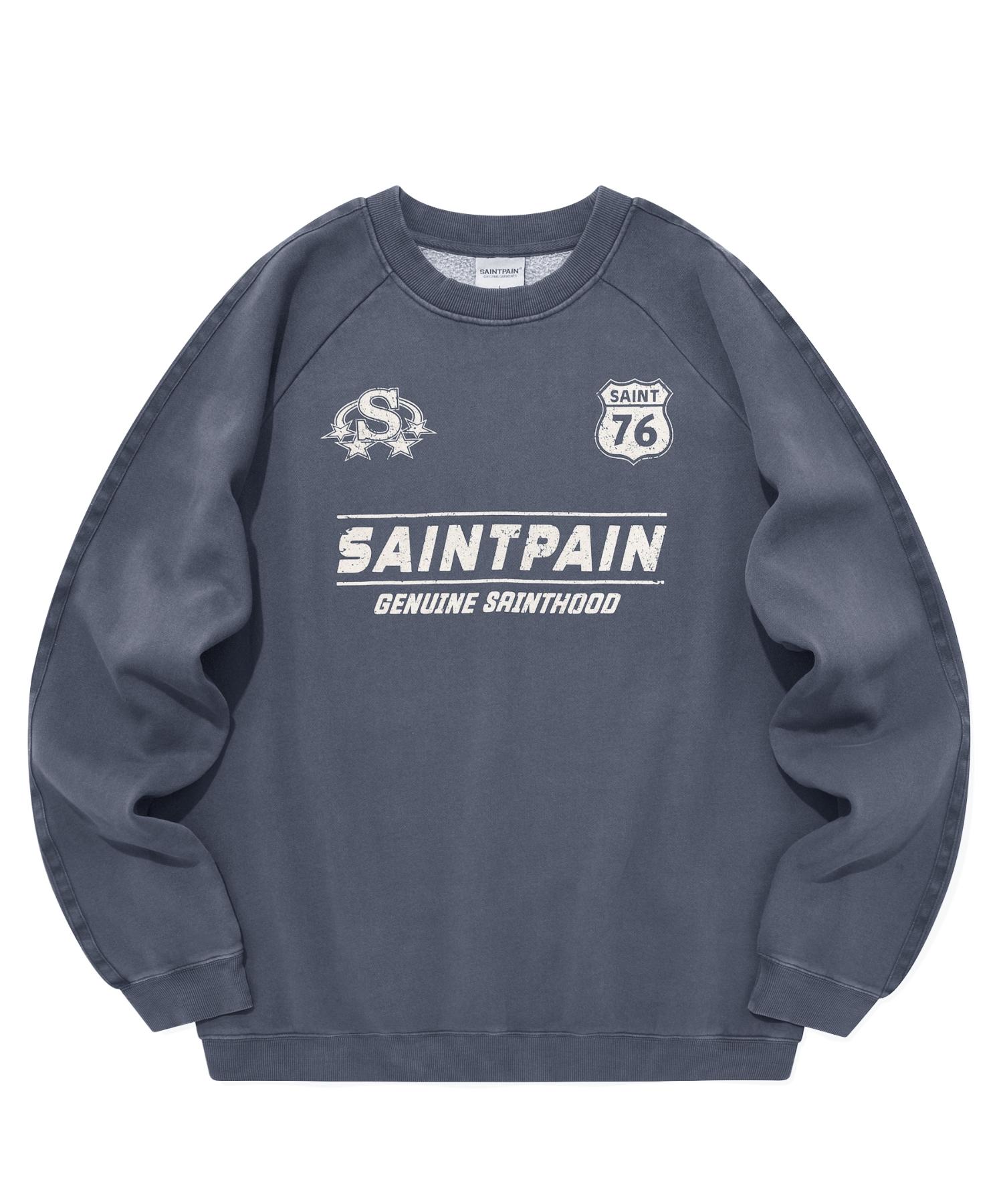 Свитшот Saint Pain Sp с окрашиванием garment dying, синий Blue/M