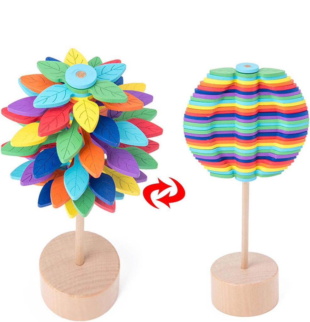 Fibonacci Tree with Base, Wooden Spinning Spiral, Lollipop, Spinning Wand, Stress Relief Toy, Jigsaw Puzzle, Stress Relief, Educational Art Tree,