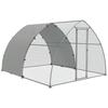 Galvanised Outdoor Chicken Coop, with Cover, for 8-12 Chickens, Hens, Ducks, Rabbits, 3 X 3.8 X 2.2m - Silver Tone