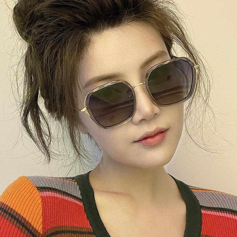 Sunglasses Women'S Trendy Sunglasses Sun Protection Uv Protection Big Face Thin