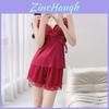 Summer Ice Silk Nightwear Twopiece Set With Bow Detail For Home Relaxation