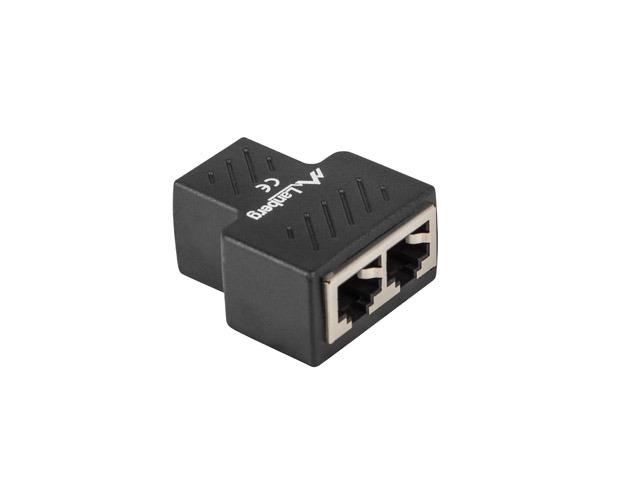 Adaptér Lanberg síťová spojka rozbočovač RJ-45 - RJ-45 X2 stíněný