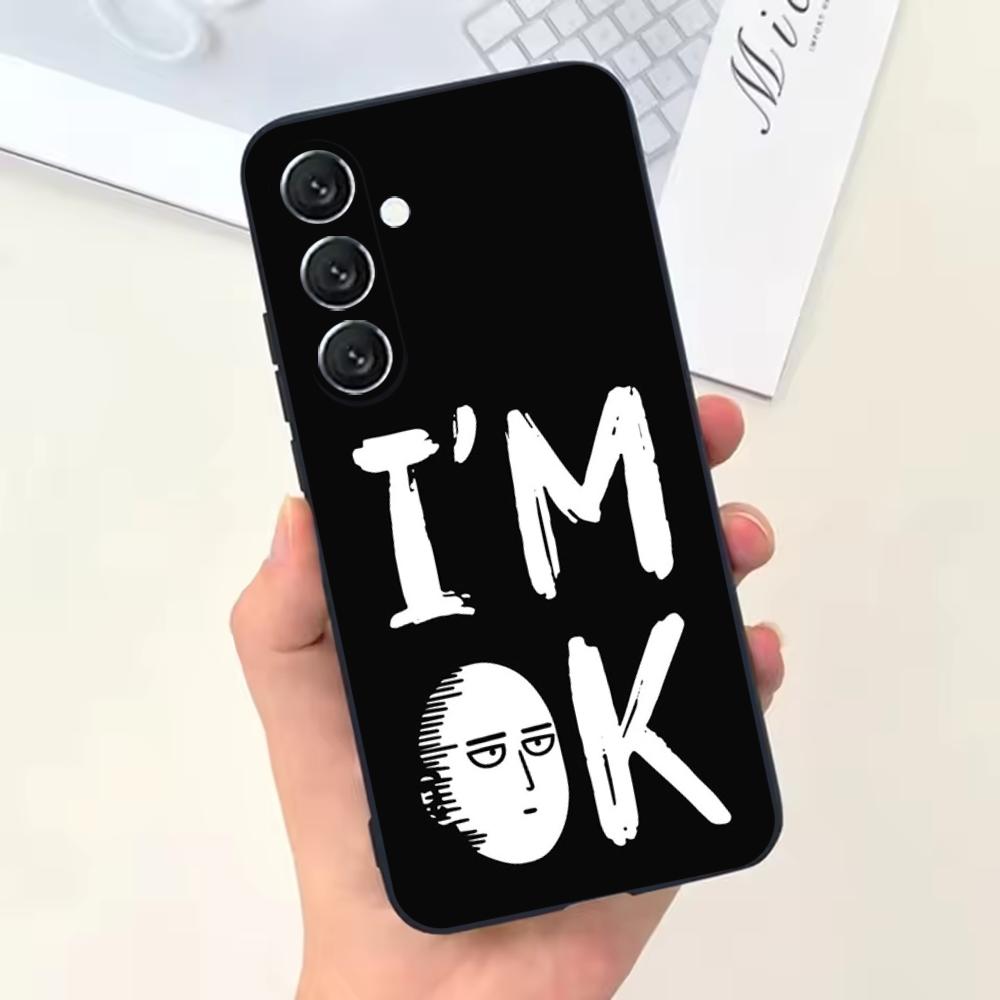 One P-Punch Man Saitama Phone Case For Samsung Galaxy A13,A21s,A22,A31,A32,A52,A53,A71,A80,Soft Black Shell