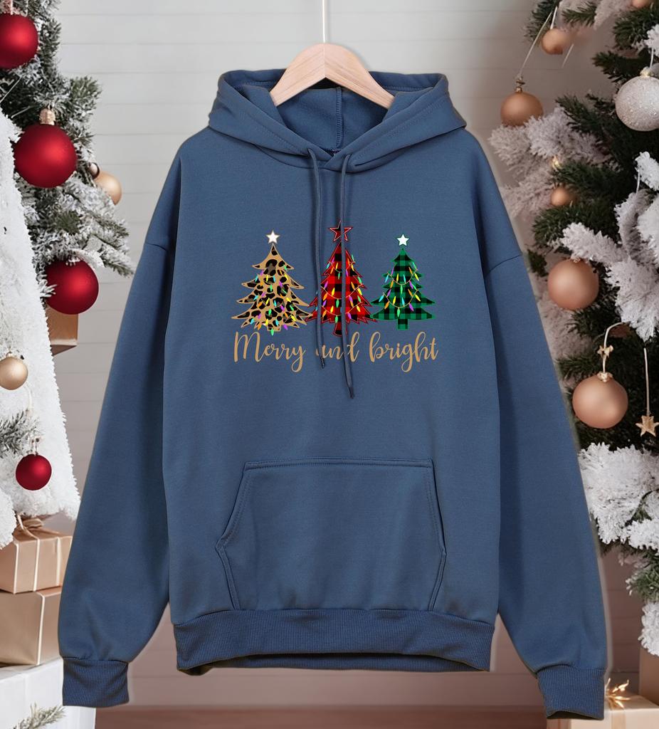 Merry Christma Funny Trees Printing Hoodies Men Hip Hop Fleece Hoody Pocket Comfortable Male Pullovers Autumn Loose Man Clothes