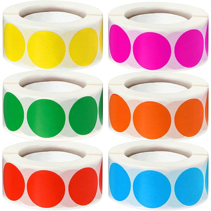 True-Ally 3000 Piece Mix Color 1 Inch Round Dot Sticker Self Adhesive Labels Writable Surface For Inventory Organize, Fi