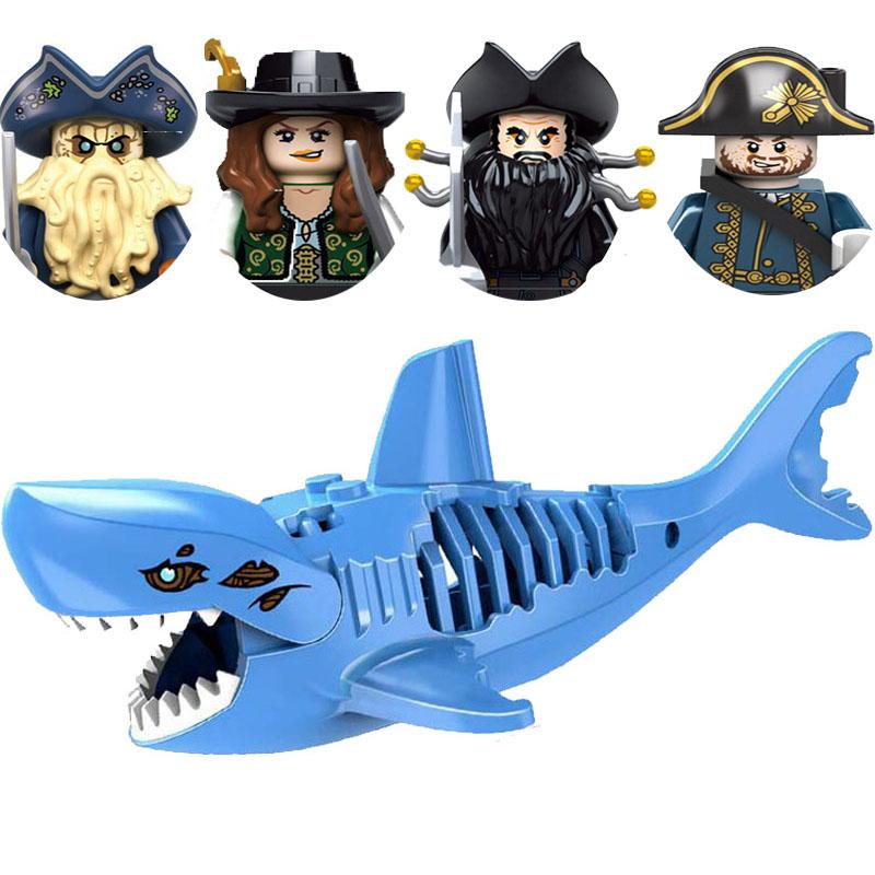 Die Karibik der Piraten Geister-Zombie-Haie Jack Sparrow Kapitän Figur Bausteine Konstruktionssteine Bauspielzeug für Kinder