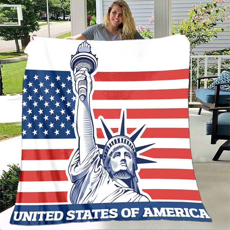 1pc Statue of Liberty, USA blanket, al season lightweigh Poster blanket home office outdoor nap multifunc Poster blanketional blanket