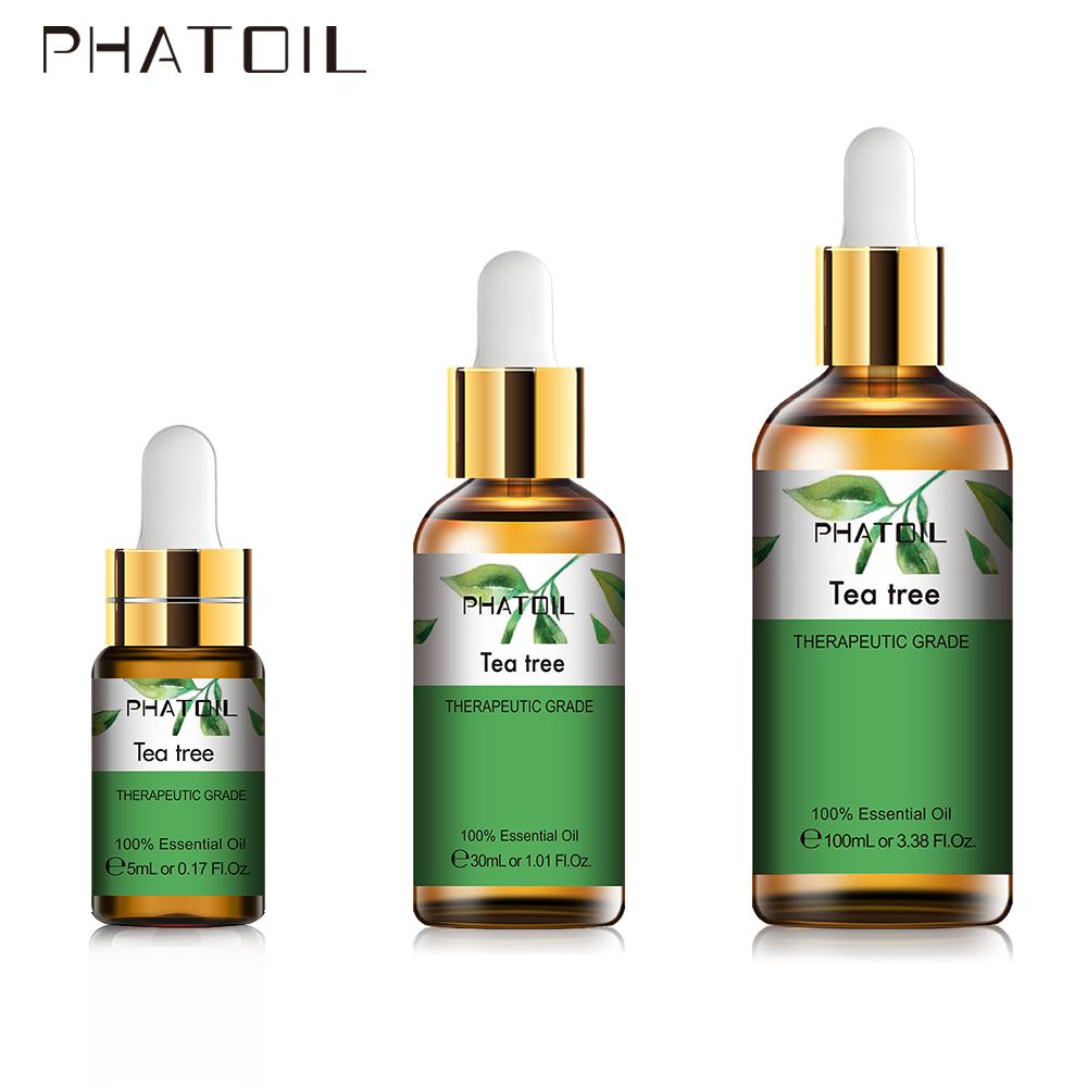 PHATOIL 5ML/10ML/30ML/100ML Tea Tree Natural Essential Oil With Dropper