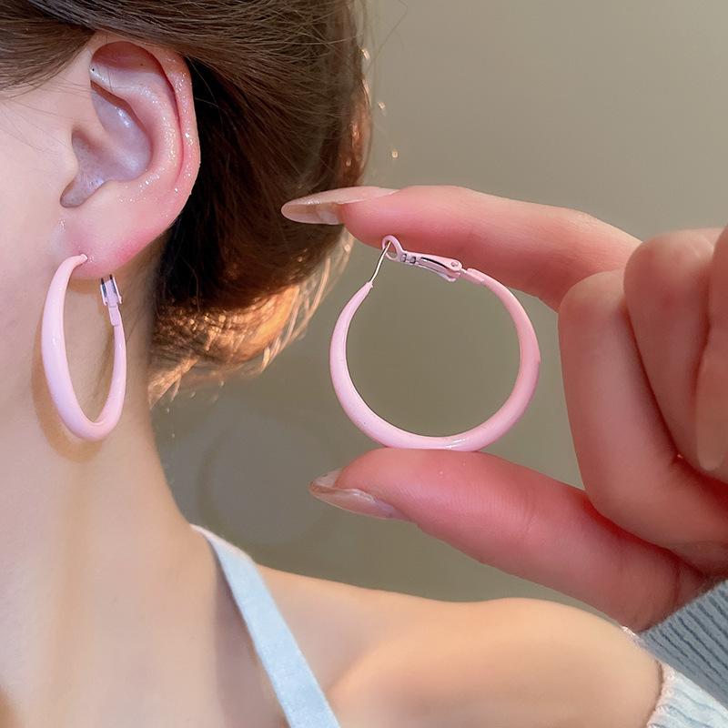Silver Needle Pink Flower Stud Earrings - Mori Style, Cute, and Versatile Niche Fashion Design for Women