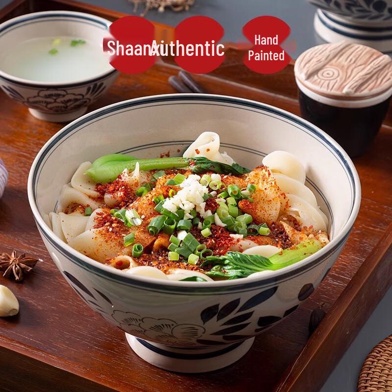 9-inch Lotus High-Foot Ceramic Noodle Bowl