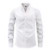 Fashionable Men's Shirt Waves Striped Long-sleeved Shirt Casual Loose and Versatile Button Splicing Top