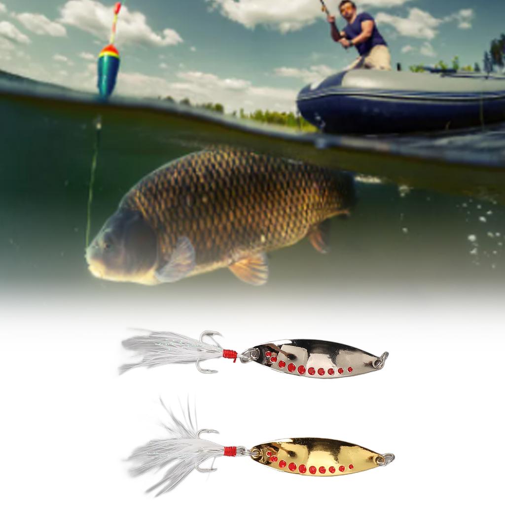 2pcs Fishing Lures Metal Hard Baits Bass Trout Luminous Metal Fishing Lure Baits with Treble Hooks10g